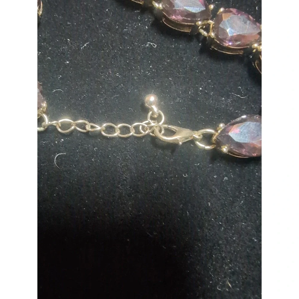 Faux Amethyst Bracelet Tear Drop Adjustable Closed Back